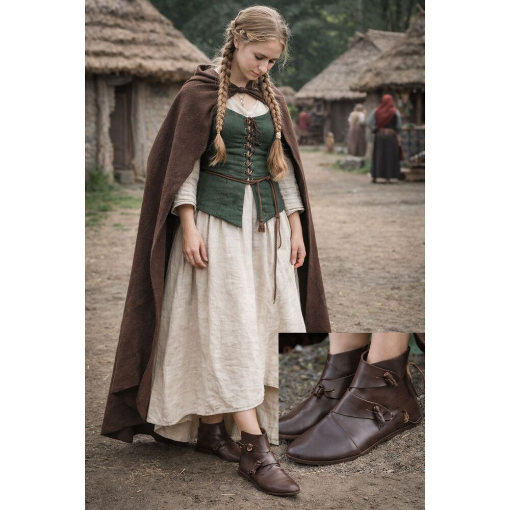 Medieval Viking Cosplay PU Leather Boots Pirate Paladin Knight Prince brown 8.5N
